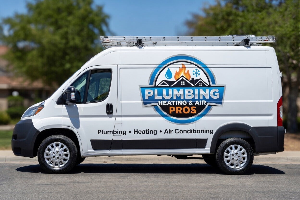 Local plumbing heating and air service van serving Santa Clarita
